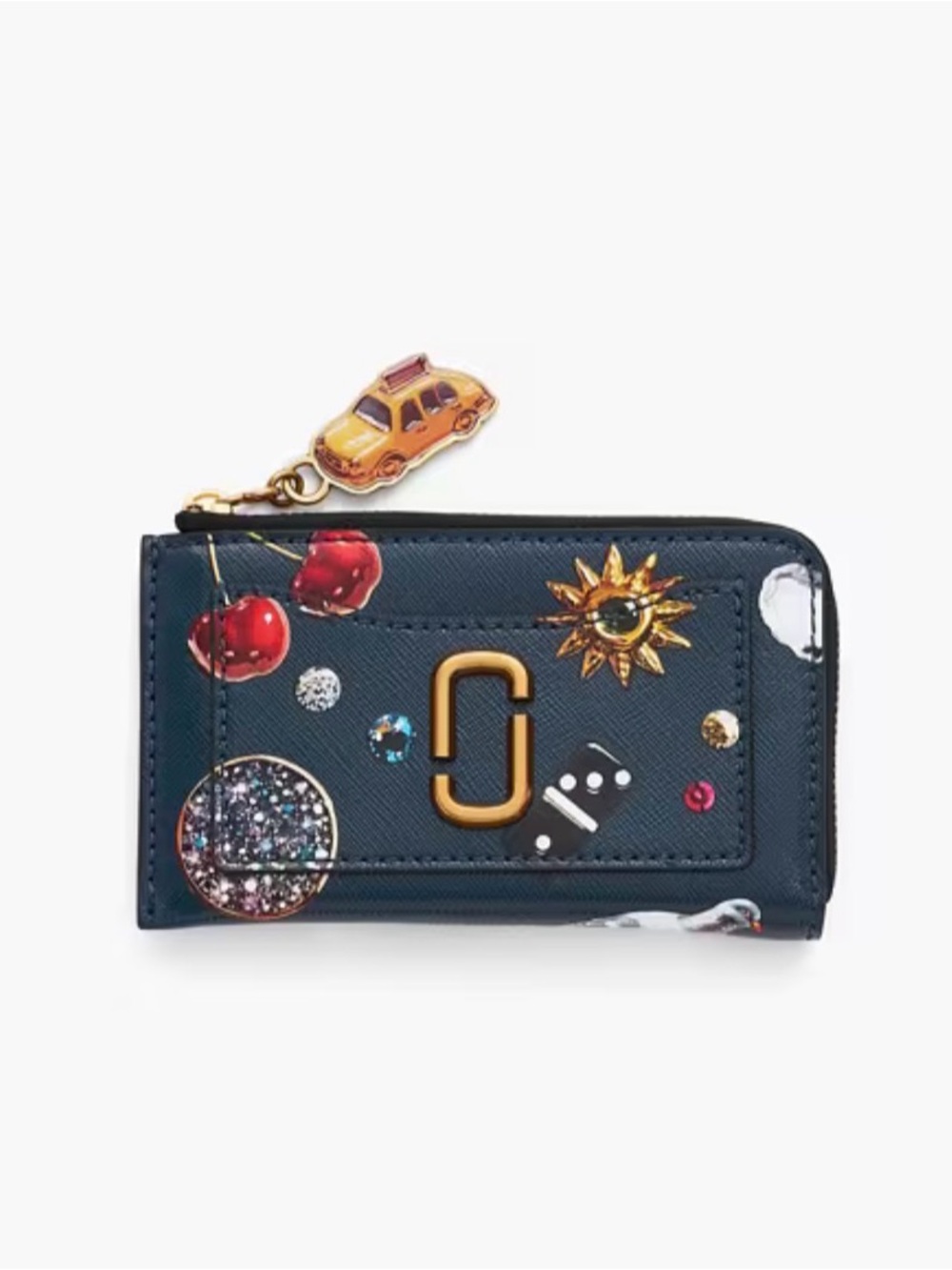 New Marc Jacobs Snap Shot Top Zip Card Holder Multicolor Taxi Cherry Trinket